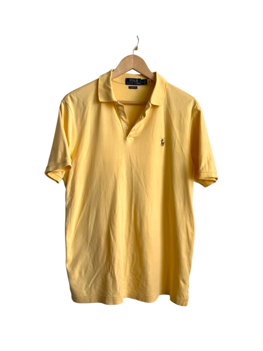 Polo Ralph Lauren Classic Fit Yellow Polo Shirt Brown Pony Logo Men's Medium